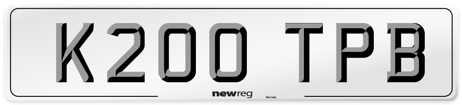 K200 TPB Number Plate from New Reg